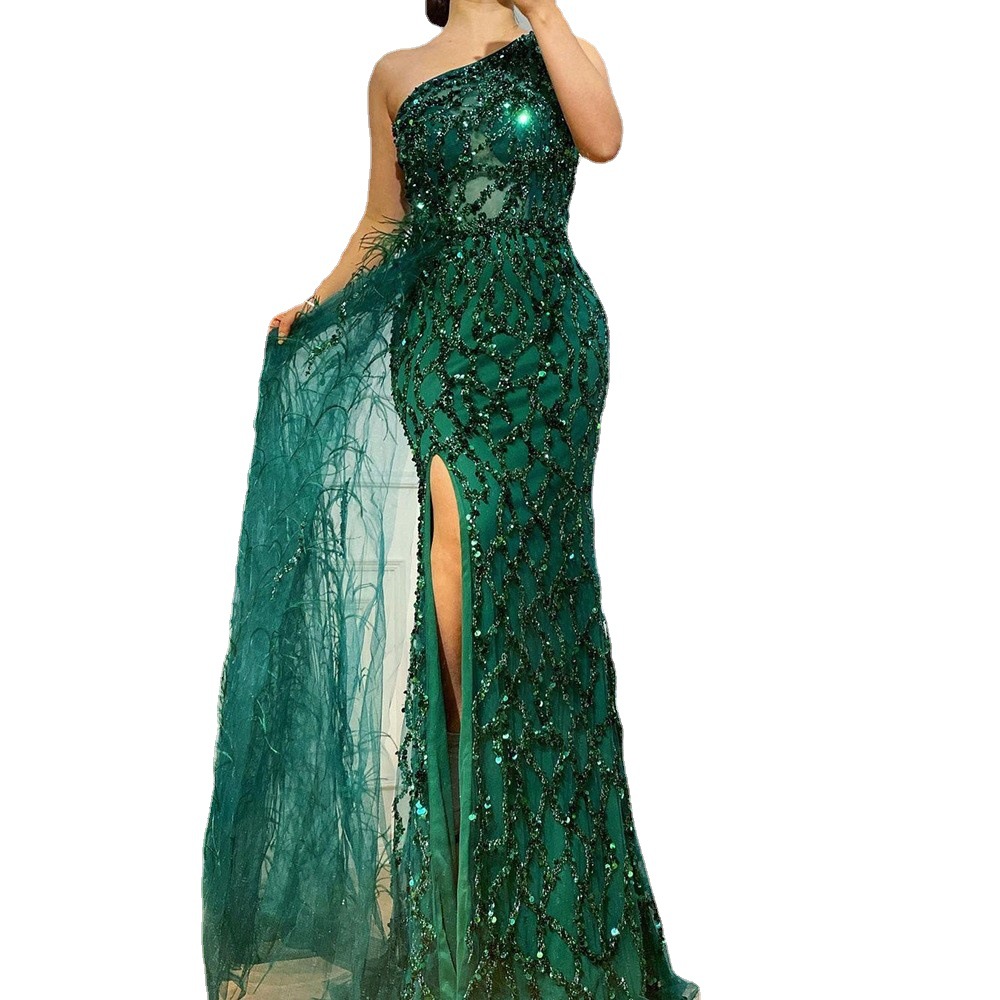 Sequined Fairy Long Sleeveless Fashion Slim-fit Temperament Mid-length Evening Dress